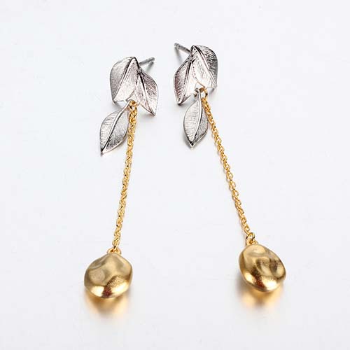 925 sterling silver leaf drop earrings