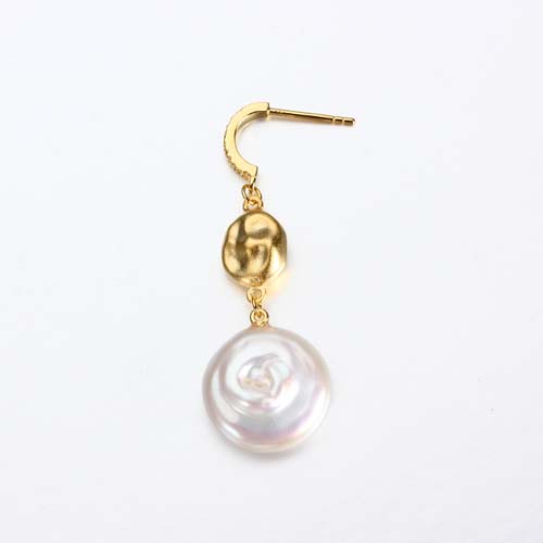 925 sterling silver flat pearl drop earrings