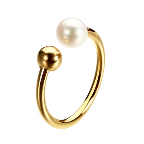 925 sterling silver pearl bead cuff ring