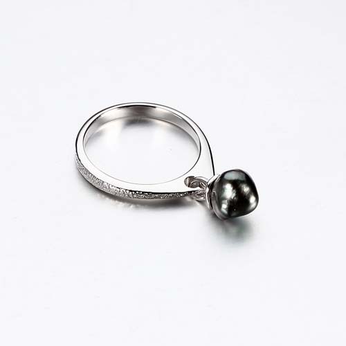 925 sterling silver black pearl dangle ring