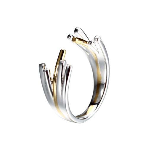 Two tone plating 925 sterling silver modern ring