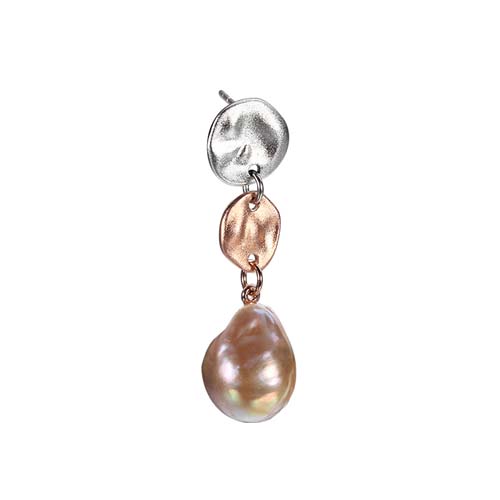 925 sterling silver pink baroque pearl earrings