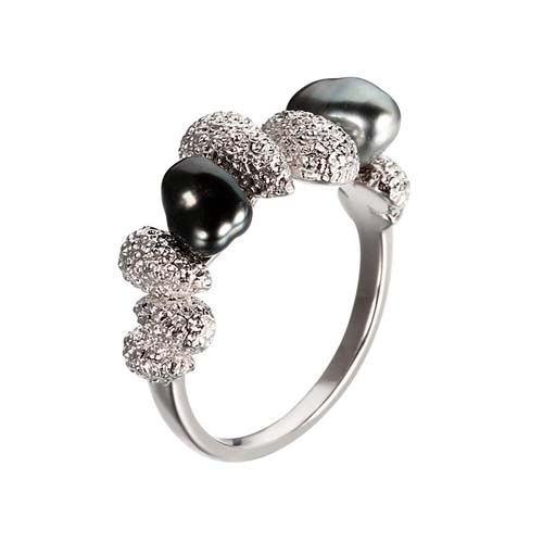 925 sterling silver tahiti keshi black pearl ring