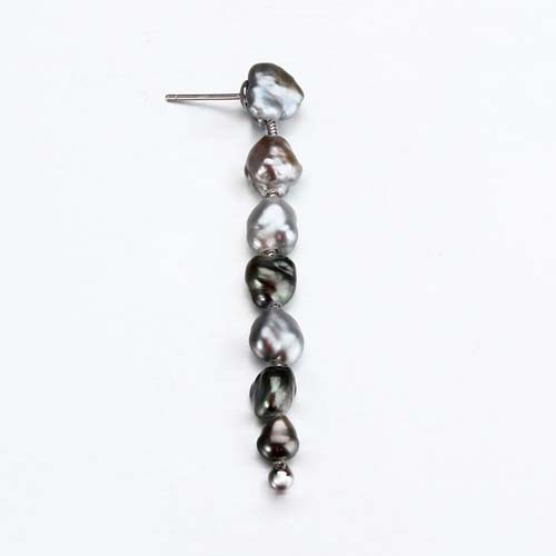 925 sterling silver Keshi black pearls beaded earrings