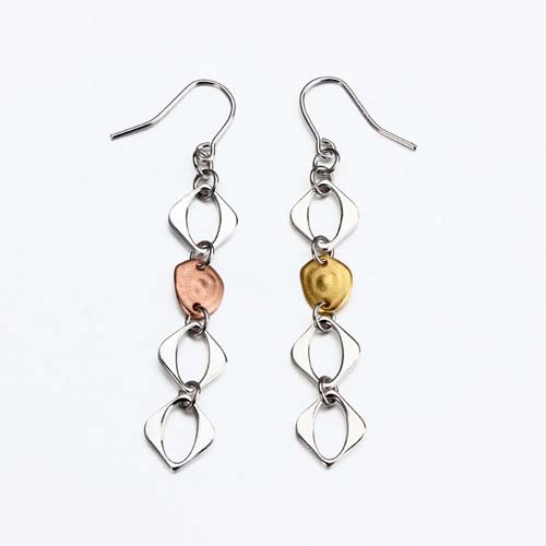 925 sterling silver minimalist geometry link earrings