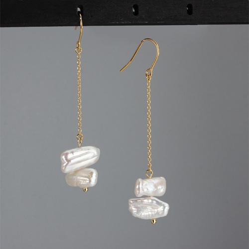 925 sterling silver baroque pearl drop earrings