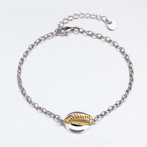 925 sterling silver cowrie charm bracelet