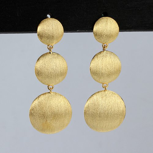 Sterling silver heavy exaggeration brushed disc earrings