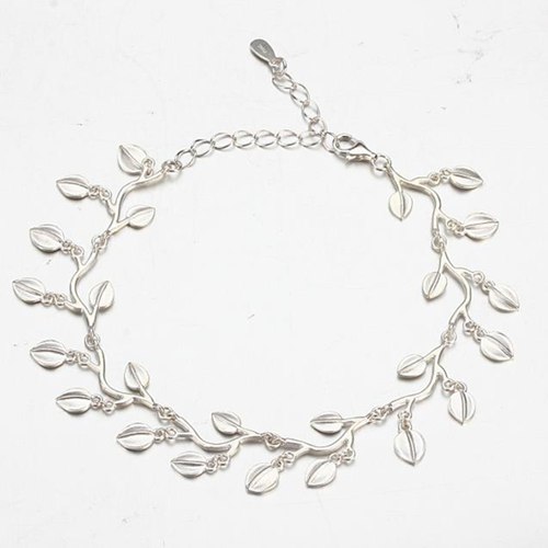 925 sterling silver vintage dainty olive leaf bracelet