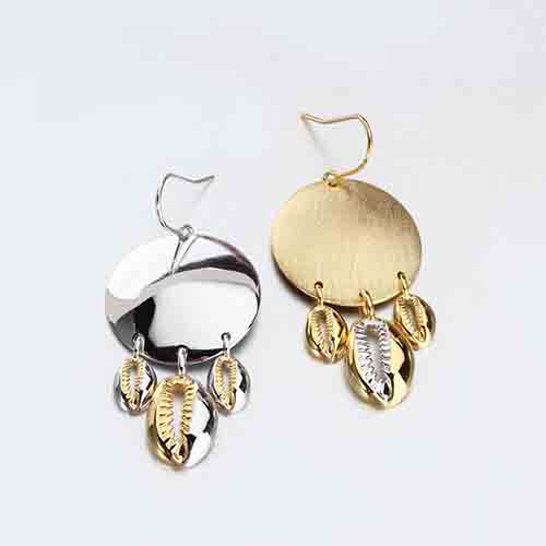 925 sterling silver shell round plated earrings