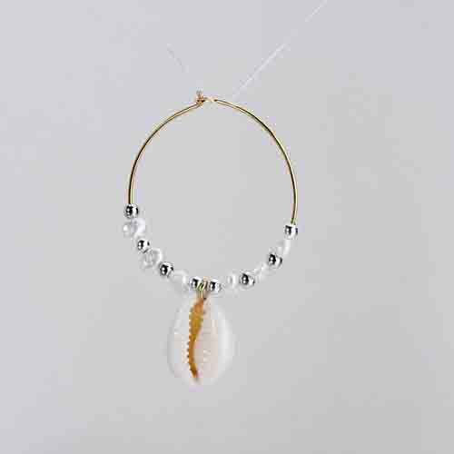 925 sterling silver freshwater pearl shell  hoop earrings