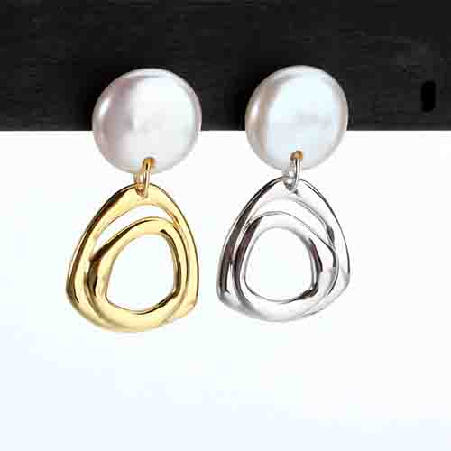 Renfook 925 sterling silver irregular simple and  elegant shell earrings