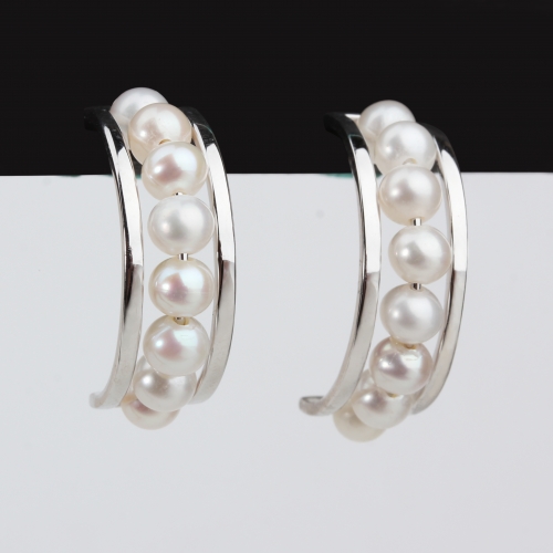 Renfook 925 sterling silver freshwater pearl earrings