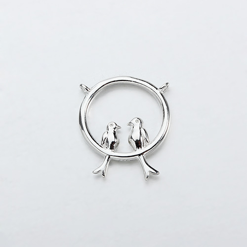 Renfook Sterling silver two birds  connector for spring