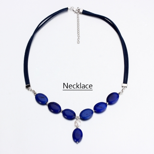 Renfook 925 sterling silver lapis lazuli and pearl women necklace