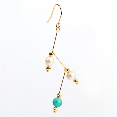 Renfook 925 sterling silver pearl and gemstone earring twig concept