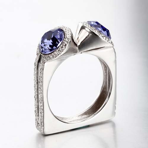 Renfook 925 sterling silver ring with crystal for women
