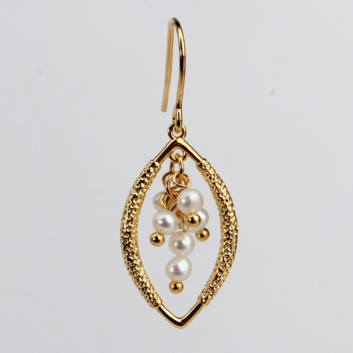 Renfook 925 sterling silver pearl hammered effect earring jewelry