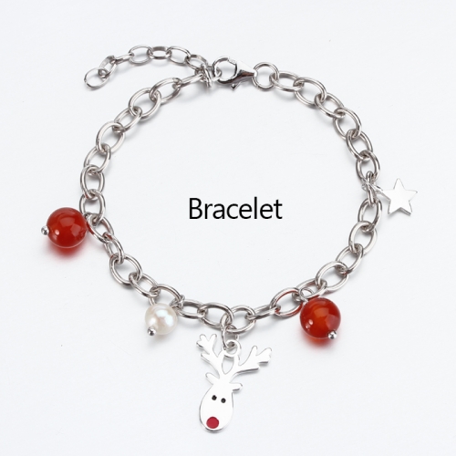 Renfook 925 sterling silver pearl and red agate women bracelet