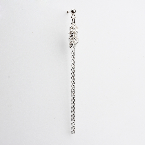 Renfook 925 sterling silver tiny rhombus chain earring