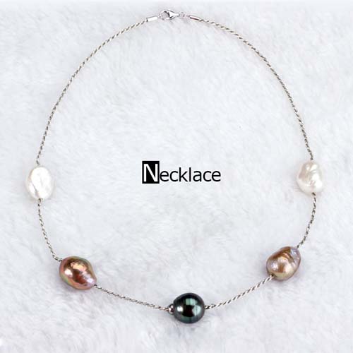 Renfook 925 sterling silver different baroque pearl necklace