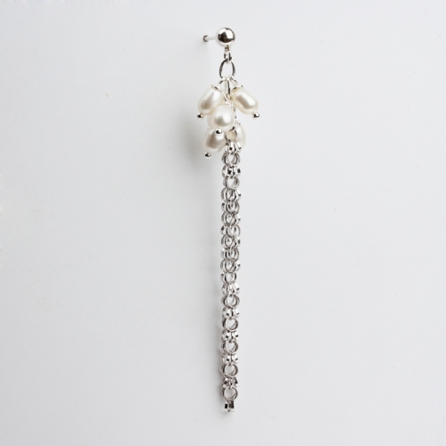 Renfook 925 sterling silver freshwater pearl chain earring