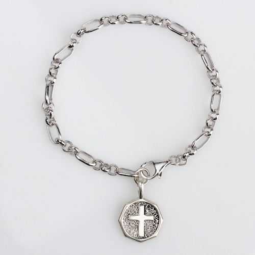 Renfook 925 sterling silver hammer cross charm christian bracelet