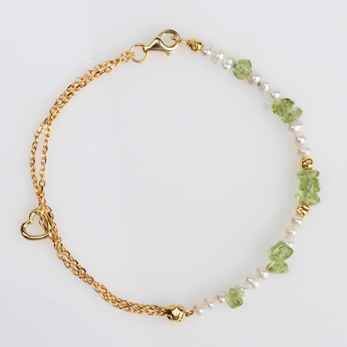 Renfook 925 sterling silver green olivine bracelet gift for girl