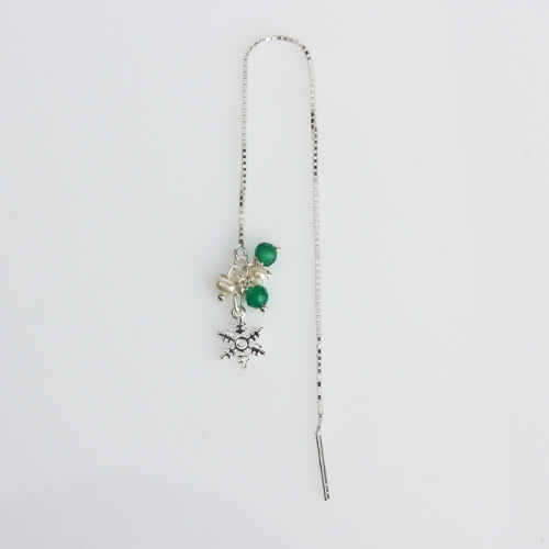 Renfook 925 sterling silver green diopside snowflake earrings
