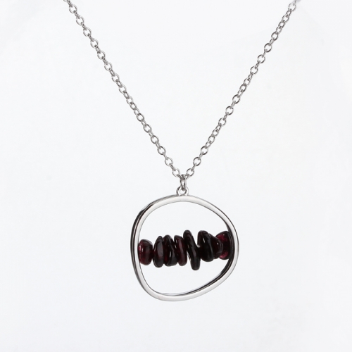 Renfook 925 sterling silver garnet necklace for women