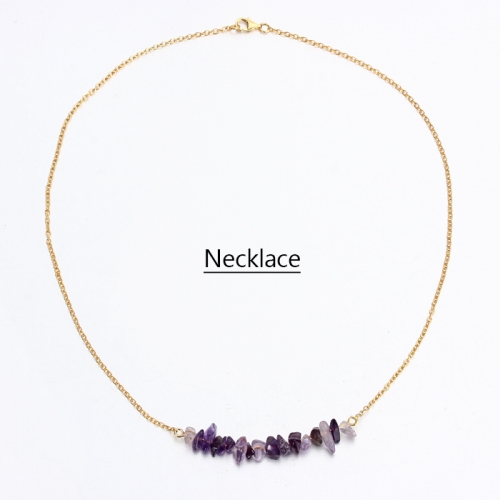 Renfook 925 sterling silver irregular purple stones necklace for women