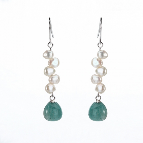 Renfook 925 sterling silver baroque pearl and gemstone earrings