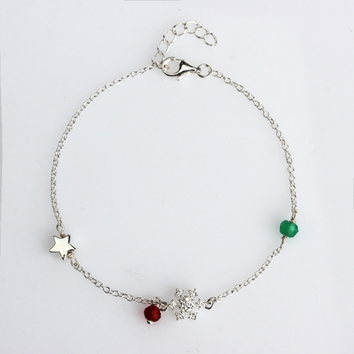 Renfook 925 sterling gemstone star and snow bracelet for women