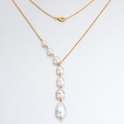 Renfook 925 sterling silver pearl chain necklace for women