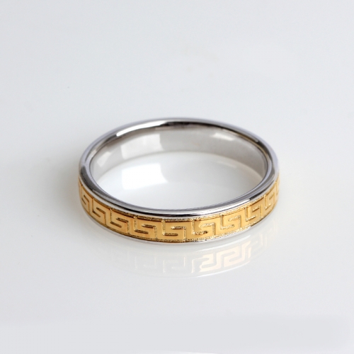 Renfook 925 sterling silver two-tone gold plated ring jewelry with pattern