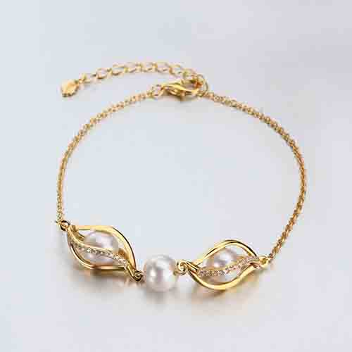 Renfook 925 sterling silver freshwater pearl flower bud bracelet for women