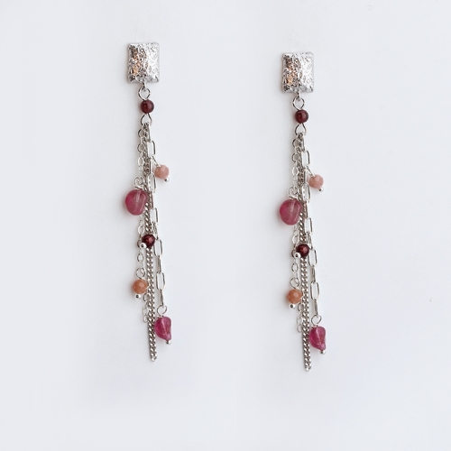 925 Sterling silver handmade jewelry gemstone earrings drop