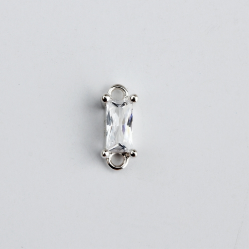925 Sterling silver square cubic zirconia connector jewelry findings
