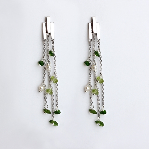 925 Sterling silver gemstone jewelry tassel earrings drop
