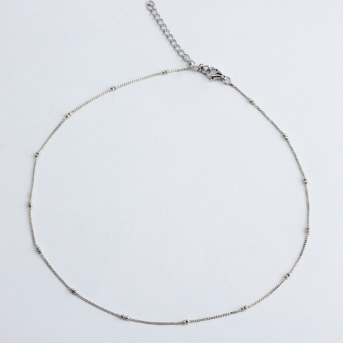 925 Sterling silver mini bead curb chain necklace