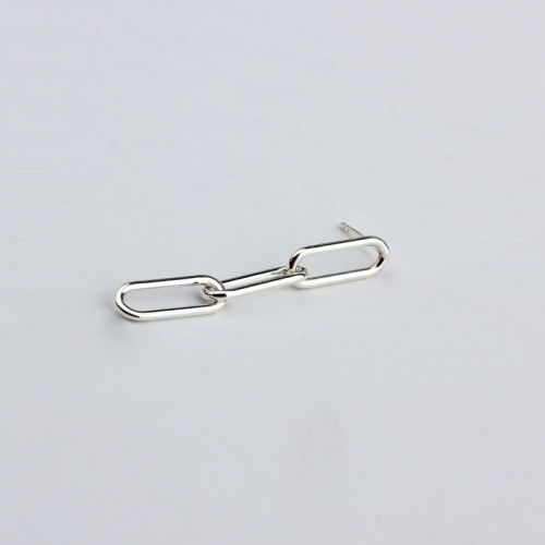 925 Sterling silver simple long link earrings drop