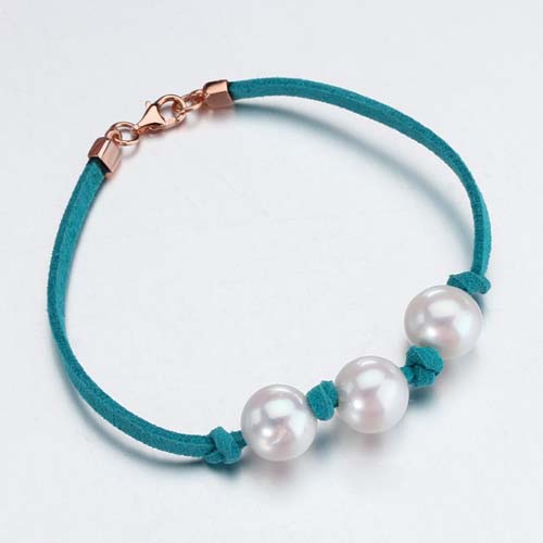 925 Sterling silver handmade pearl colorful rope bracelet