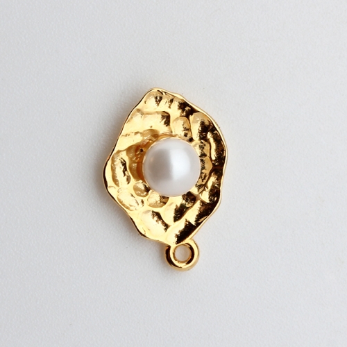 925 Sterling silver leaf shape hammered pearl earrings findings