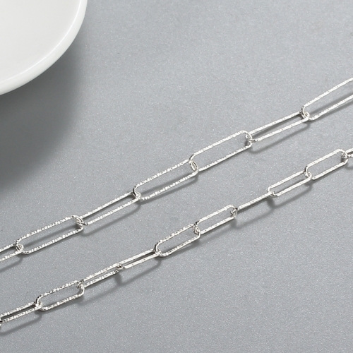 925 Sterling Silver Hammer Cutting Link Paperclip Chain