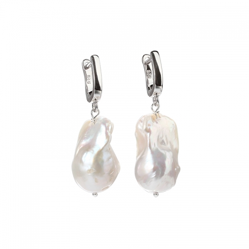 925 Sterling Silver Baroque Pearl  Earring