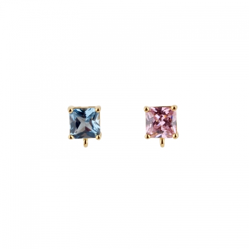 925 Sterling Silver Square Colorful Earring Findings Studs