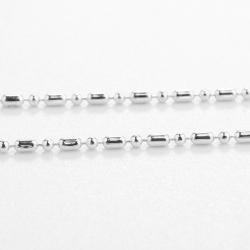 925 Sterling Silver Round and Long Bead Chain