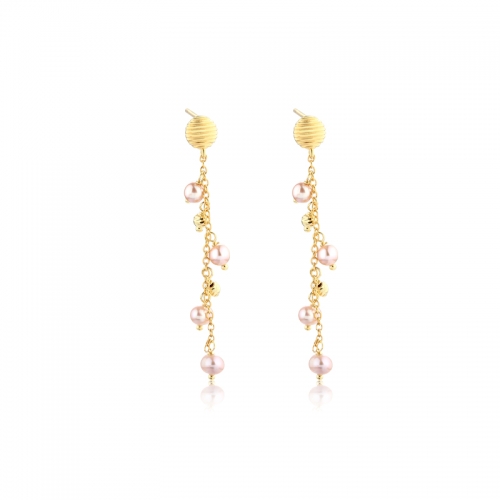 925 Sterling Silver Earring Studs With Rose Pink Pearls